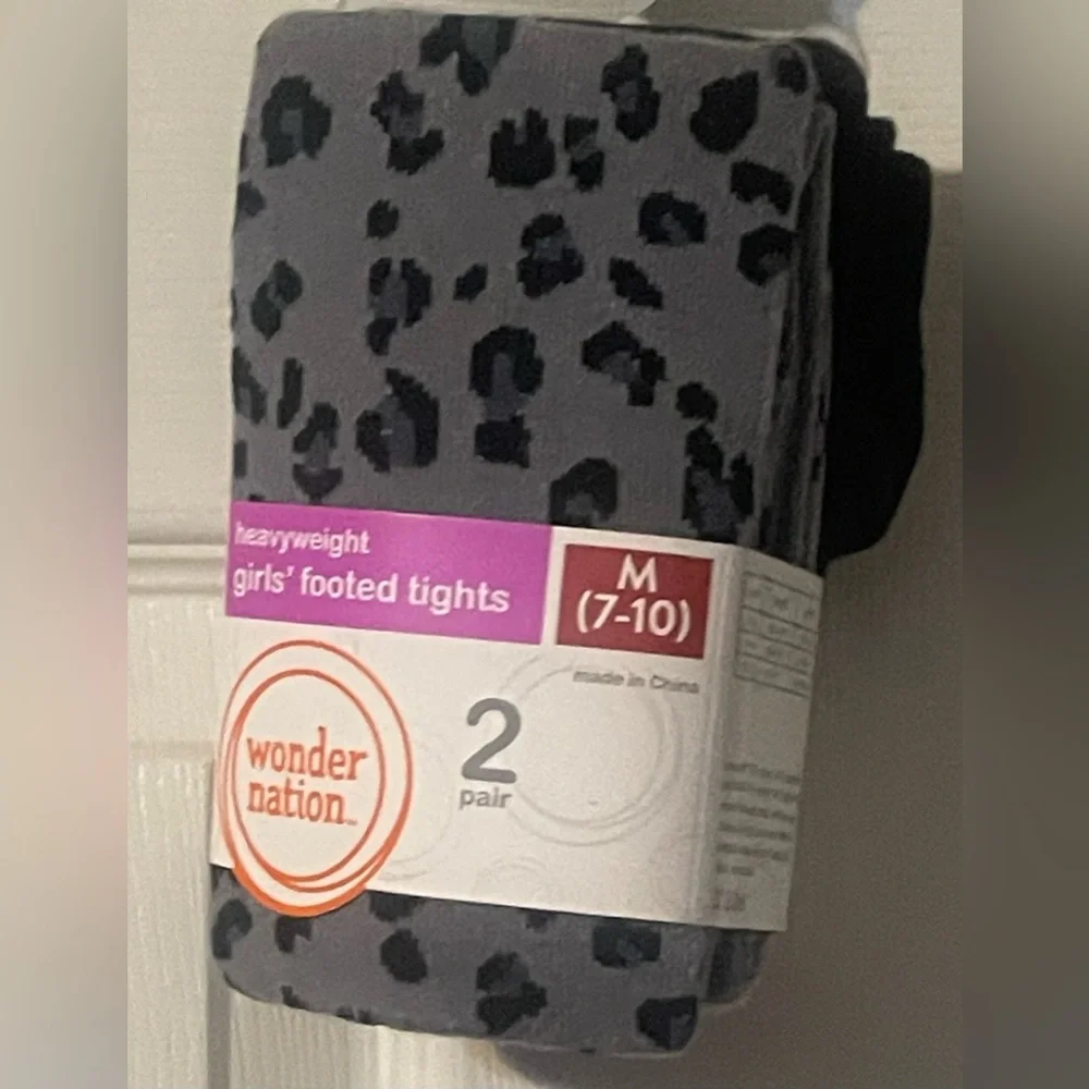 Wonder‎ Nation Girls Heavyweight Footed Tights 2-Pack Leopard Size M (7-10) NWT